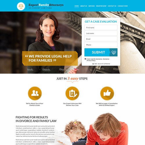 Landing page for a Family Law site