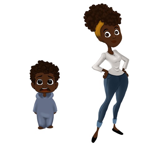 Mom and son Character design