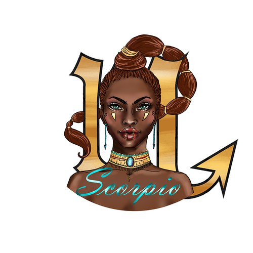 zodiac sign african women illustration