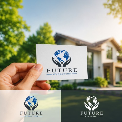Global protection logo with hands and home icon