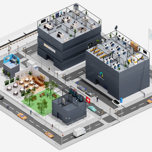 3d lowpoly isometric infographic design