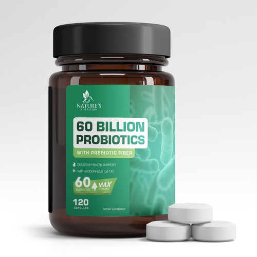 60 Billion Probiotics Capsules Medicine Packaging