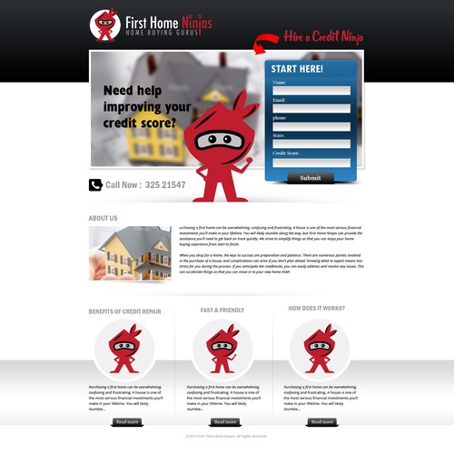 Credit repair landing page Design