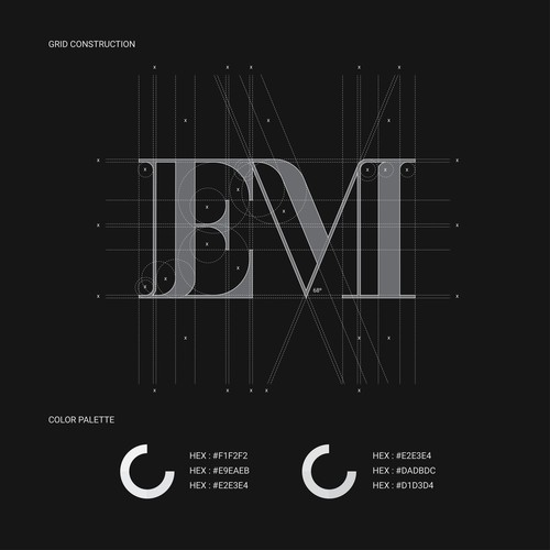 Luxury logo EM, Grid Construction