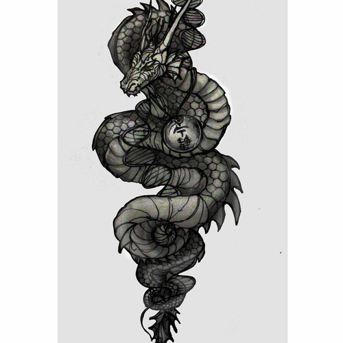 sketch for dragons,DNA,nerdy back tattoo design.