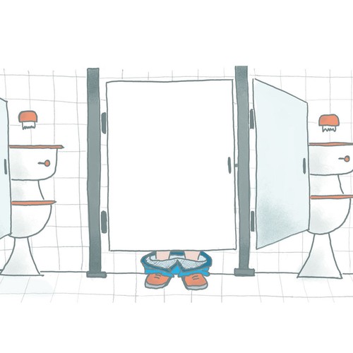 Bathroom stall illustration