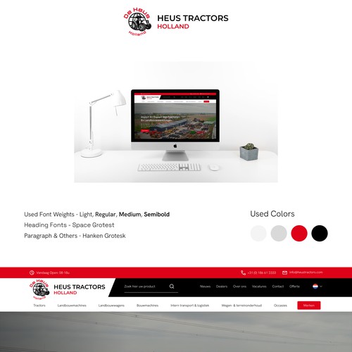 Homepage webdesign for a manufacturer of agricultural machinery