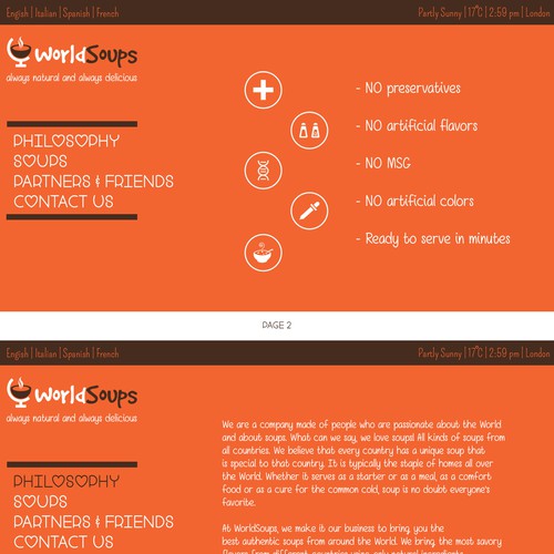 Create a tasty website for a new soup company
