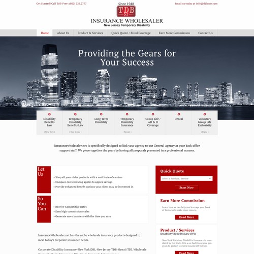 Website focused on a New Jersey insurance product