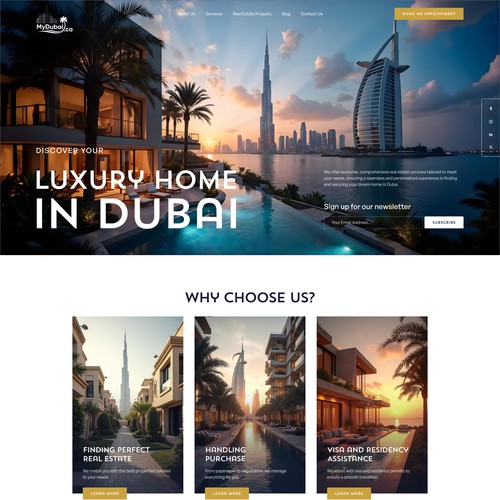 Landing page design for Dubai Real Estate