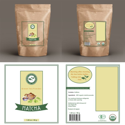 Label matcha tea bags