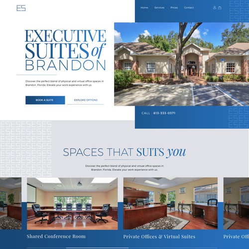 executive suites design home page for the website
