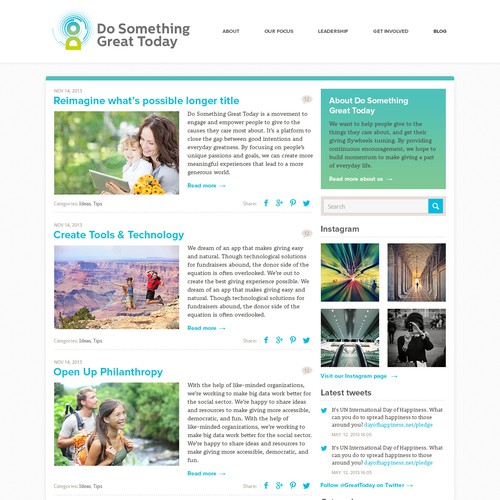 Create the next website or app design for Do Something Great Today