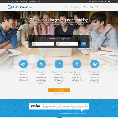 Redo existing landing page for students - content exists