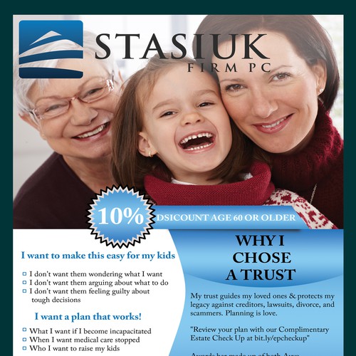 Full page ad for family protection via estate planning (sample copy/image incl)