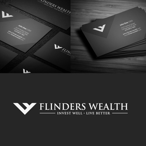 logo and business card for Flinders Wealth