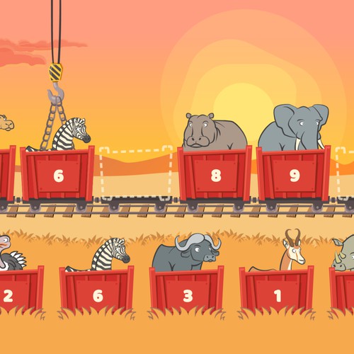 Wagon level from Safari Train 123 math game