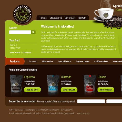 Coffee company needs redesign of existing web shop