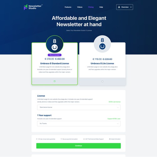 Pricing page