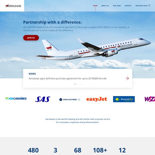 Website design for an aircraft leasing company.