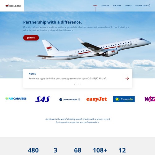 Website design for an aircraft leasing company.