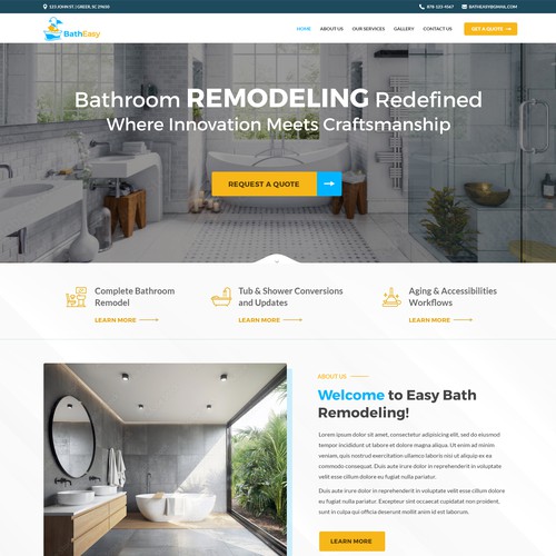 web design for a bathroom remodeling company