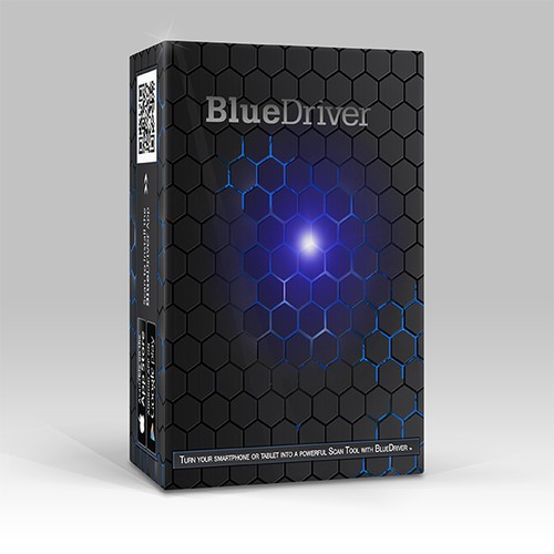 Create product packaging graphics for "BlueDriver" Automotive Product