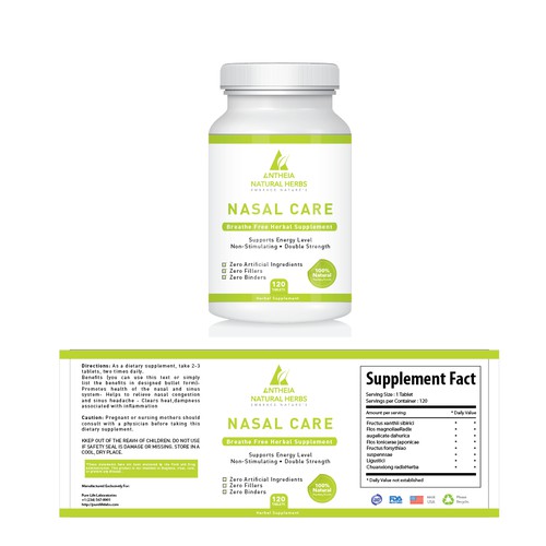 Natural Herbal Supplement Label Design