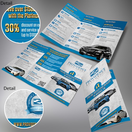 Create a brochure explaining a refreshingly different car dealership's standards