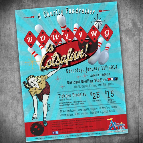 Fun American Retro Bowling Event Flyer