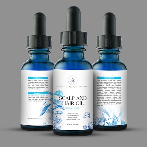 Scalp and Hair Oil Label Design