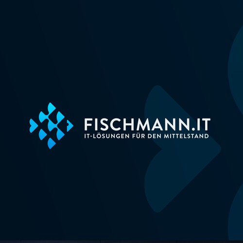 A letter F and fish concept for FISCHMANN.IT, a company from the center of Munich