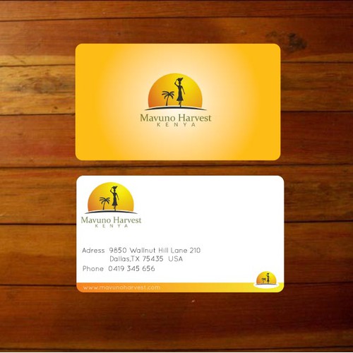 won contest: businessc card for Mavuno Harvest