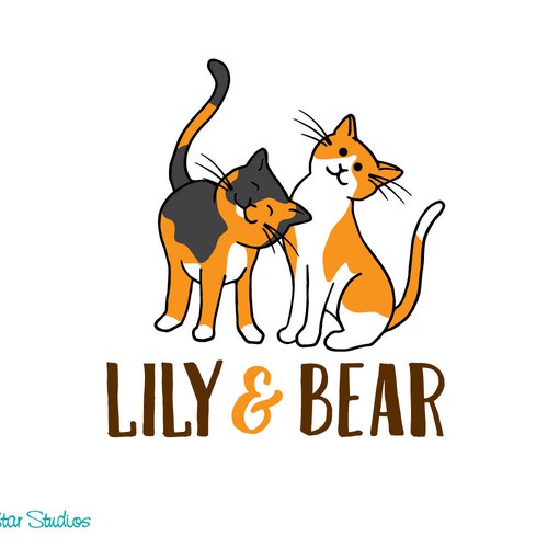Logo of two playful cats for pet store