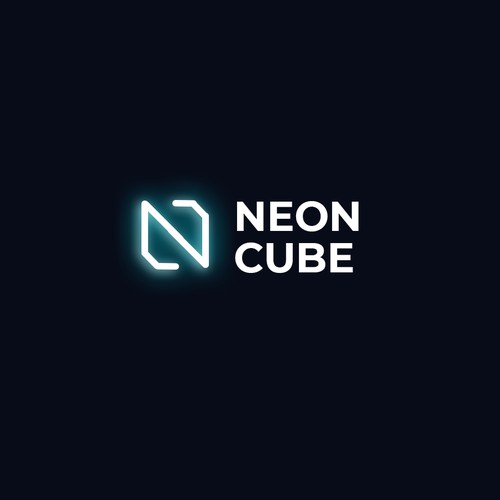 Minimalist Clever Neon Cube Logo