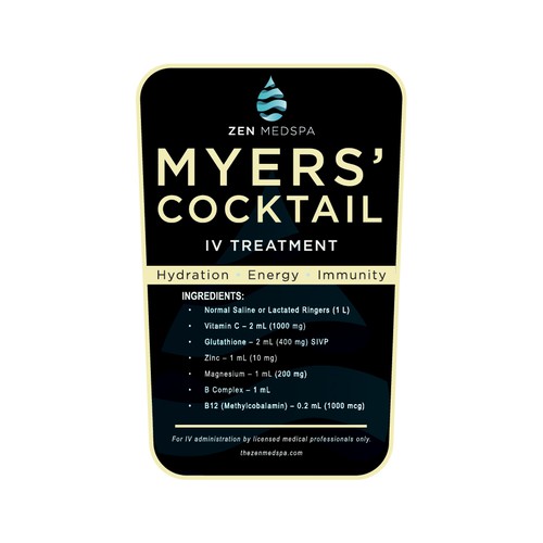 Myers' Cocktail IV BAG label concept 