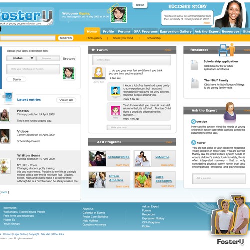 Web design for foster youth social networking site