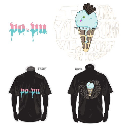 po.pn T-shirt: Goth Meets Ice Cream Theme