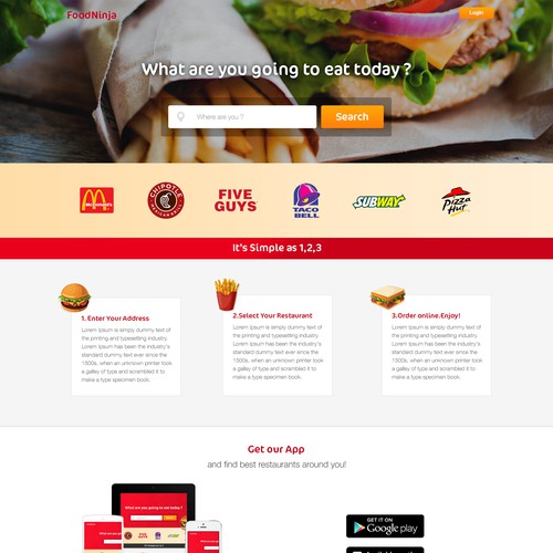Fast Food Delivery Landing Page.