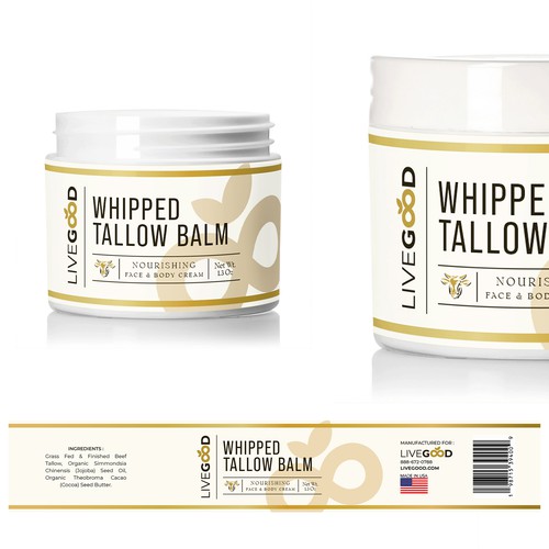 Elegant timeless label design Whipped Tallow Balm