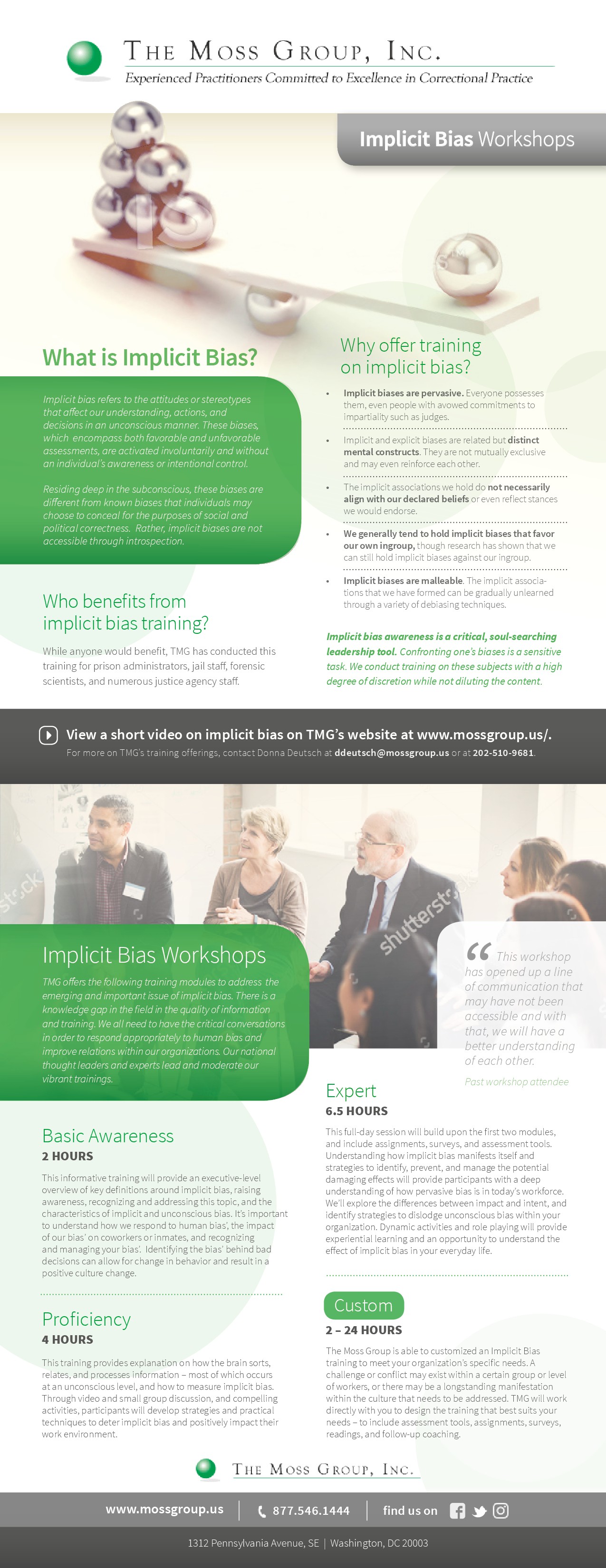 Professional training flyer for TMG on Implicit Bias