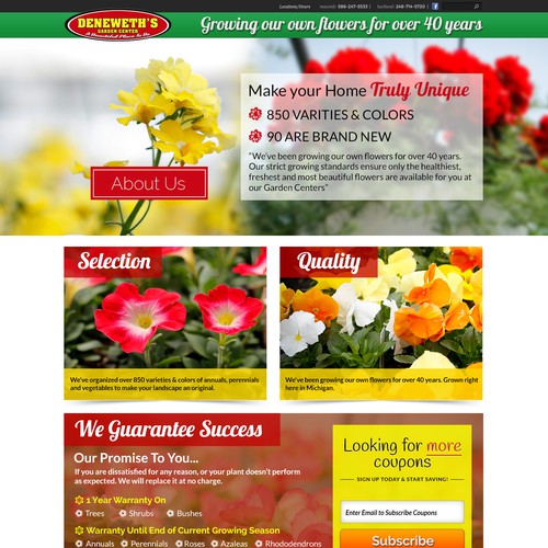 Create a landing page for a growing Independent Garden Center