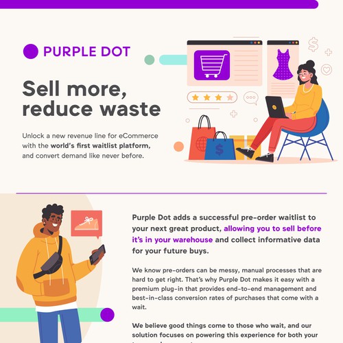 One-pager infographic for Purple Dot