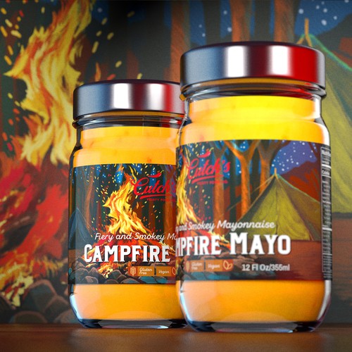 Colourful hot sauce label