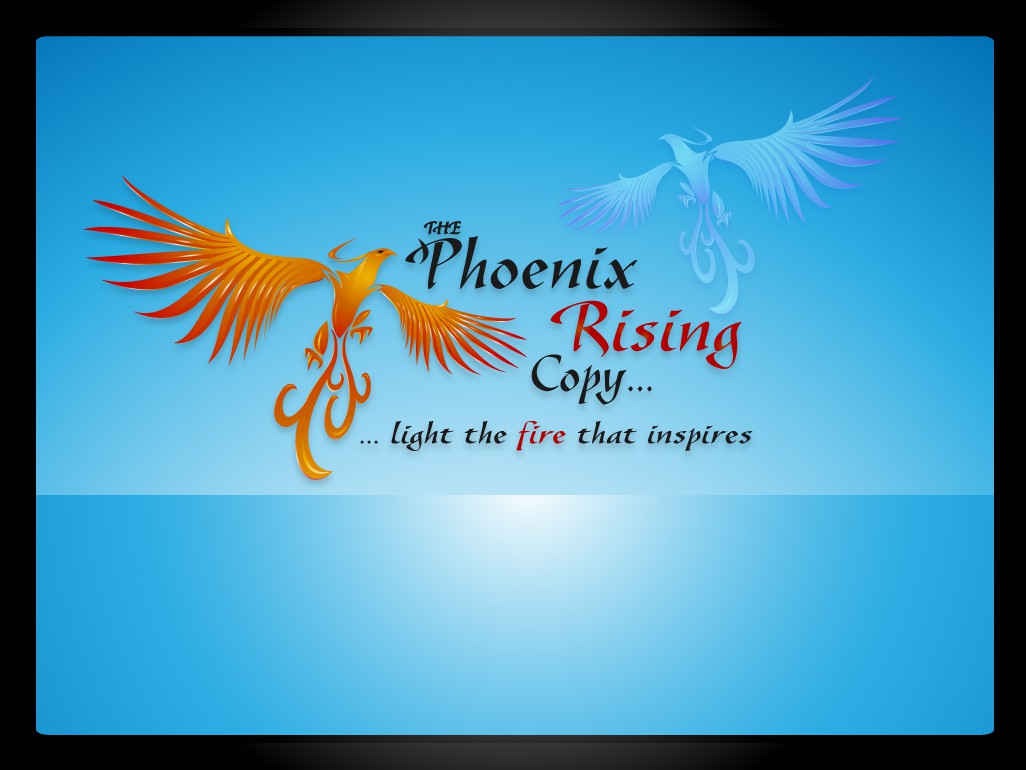 THE [smaller font for THE] Phoenix Rising Copy.... [for website header, and business cards] needs a new logo and business card