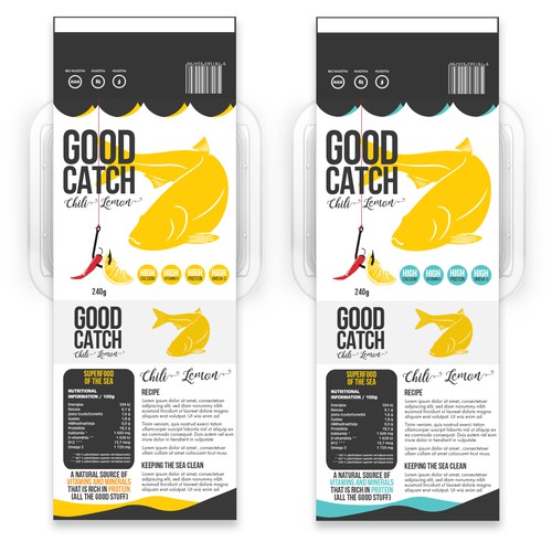 Label design concept for fish product.