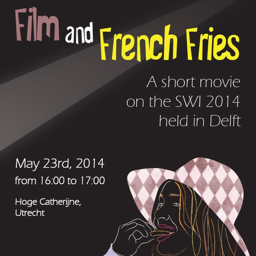 Create the invitation for the Film and Fries event.