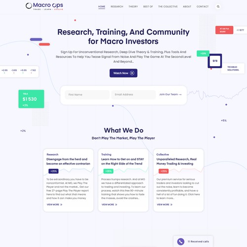 Home page for a macro investing research firm