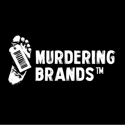 Bold, cinematic logo for a true-crime-style business documentary series