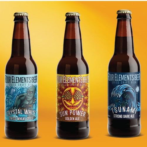 beer label design for four elements beer